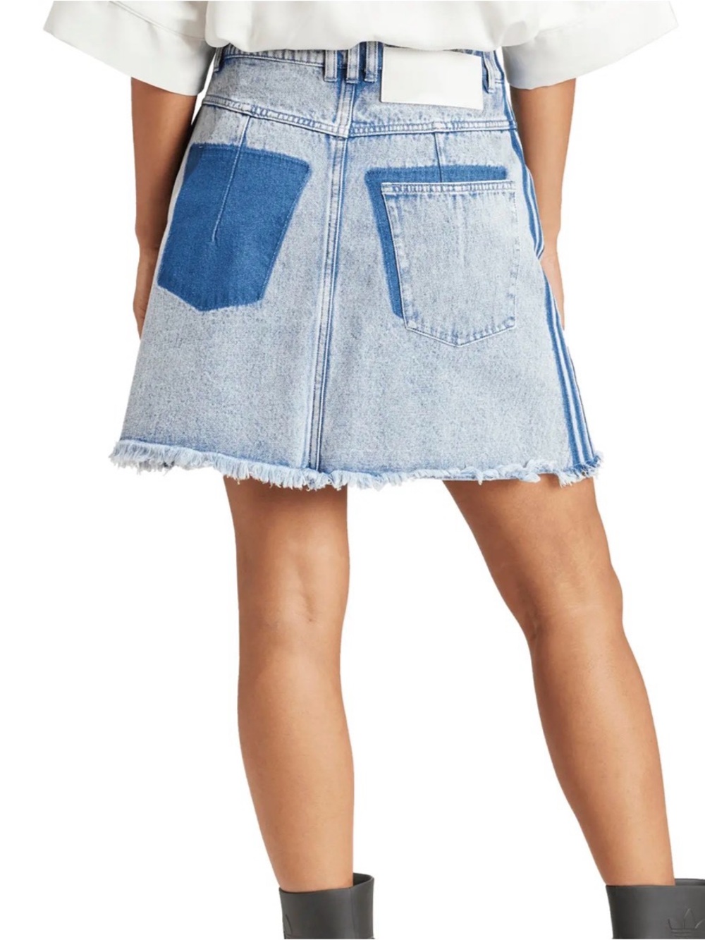 adidas Light Blue Denim Mini Skirt with Side Stripes - Picture 3 of 12